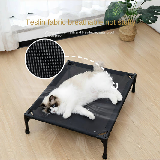 Pet Dog Cat Camping Bed Elevated Bed for Dogs Folding Puppy Camping Bed Cat House Portable Removable Washable Dog Hammock