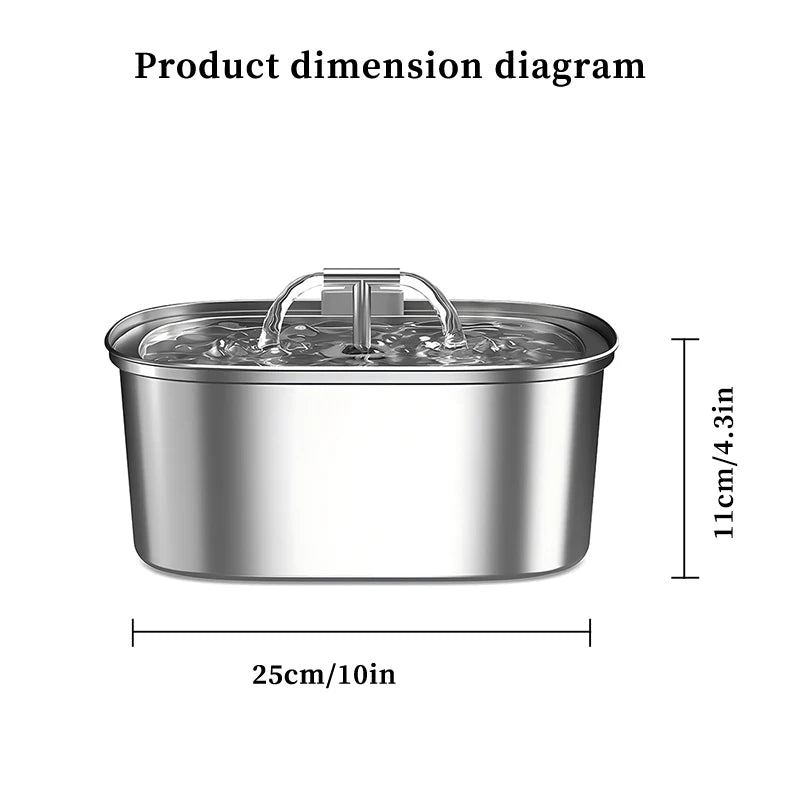 Stainless Steel Cat Water Fountain,Pet Water Dispenser With Filter,Dog Drinking Fountain For Cats,Ultra Quiet Water Pump