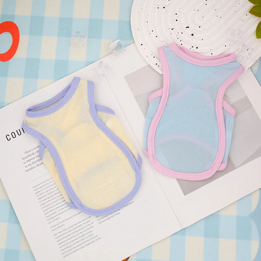 Dog Cool Summer Vest Cool Clothes Breathable Cooling Pet Ice Silk Solid Color Vest Cat and Dog Universal