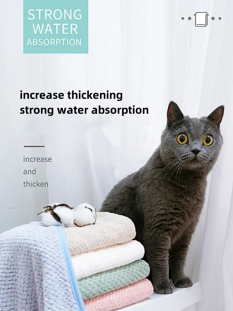 JUSTINLAU Pets Bath Towel Superfine Fiber Pets Fast Drying Towels Absorbent Dogs Cats Blanket Bathrobe Pets Cleaning Accessories