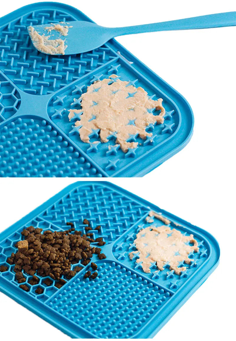 Pet Placemat Cat Slow Feeding Mat Dog Lick Mats Silicone Pets Eating Slowly Food Pad Cats Dogs Distracted Licking Plate Cutlery