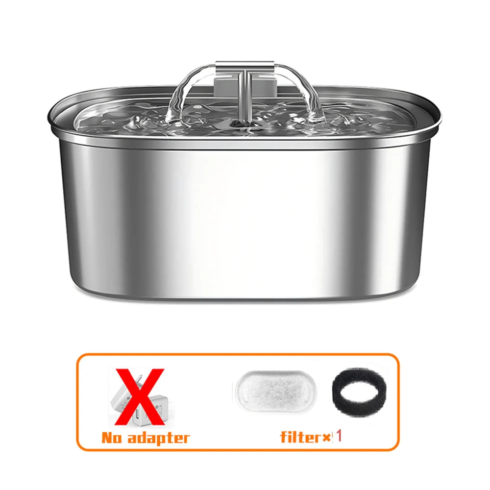 Stainless Steel Cat Water Fountain,Pet Water Dispenser With Filter,Dog Drinking Fountain For Cats,Ultra Quiet Water Pump