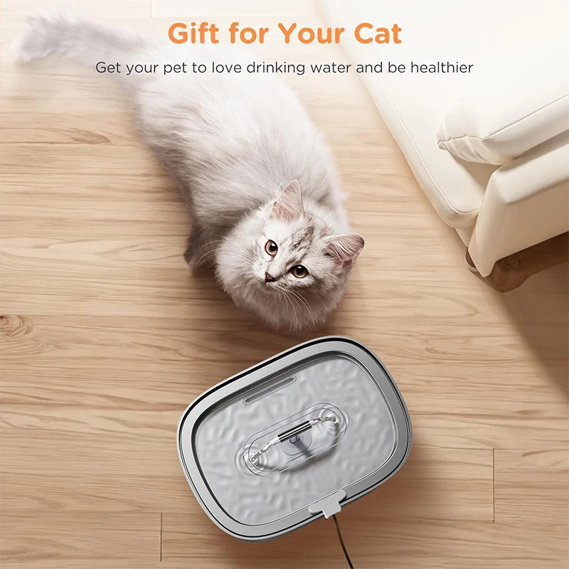 Stainless Steel Cat Water Fountain,Pet Water Dispenser With Filter,Dog Drinking Fountain For Cats,Ultra Quiet Water Pump