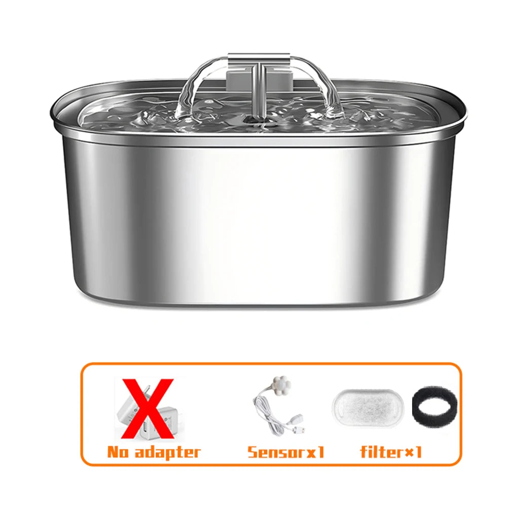 Stainless Steel Cat Water Fountain,Pet Water Dispenser With Filter,Dog Drinking Fountain For Cats,Ultra Quiet Water Pump