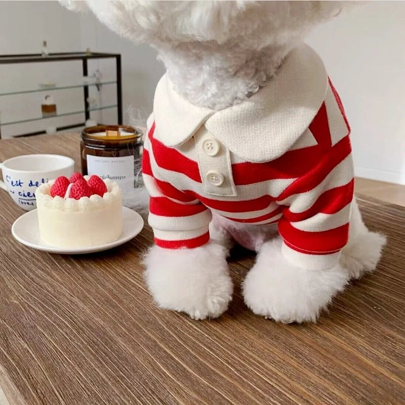 Summer Polo Shirt for Dogs Puppy Clothes Bichon Frise Chihuahua Stripe Dog Sweatshirt Dog Cooling Vest for Small and Medium Dogs