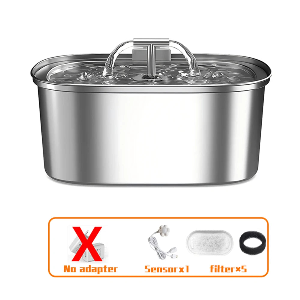 Stainless Steel Cat Water Fountain,Pet Water Dispenser With Filter,Dog Drinking Fountain For Cats,Ultra Quiet Water Pump