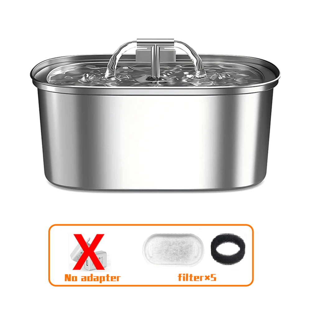 Stainless Steel Cat Water Fountain,Pet Water Dispenser With Filter,Dog Drinking Fountain For Cats,Ultra Quiet Water Pump