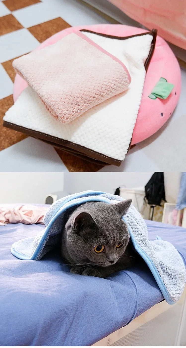 JUSTINLAU Pets Bath Towel Superfine Fiber Pets Fast Drying Towels Absorbent Dogs Cats Blanket Bathrobe Pets Cleaning Accessories