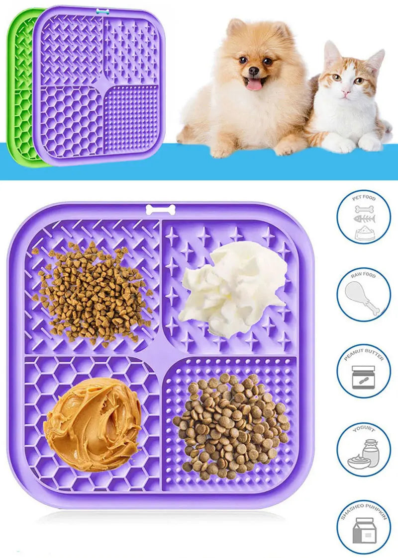 Pet Placemat Cat Slow Feeding Mat Dog Lick Mats Silicone Pets Eating Slowly Food Pad Cats Dogs Distracted Licking Plate Cutlery