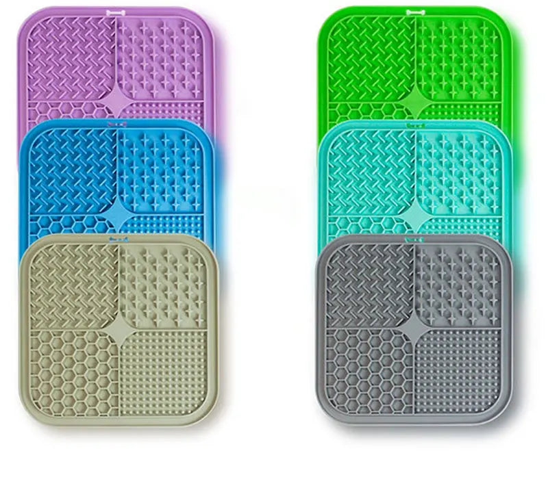 Pet Placemat Cat Slow Feeding Mat Dog Lick Mats Silicone Pets Eating Slowly Food Pad Cats Dogs Distracted Licking Plate Cutlery